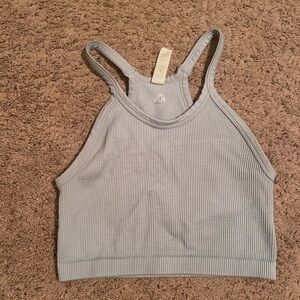 Light blue cropped Ribbed Tank Top